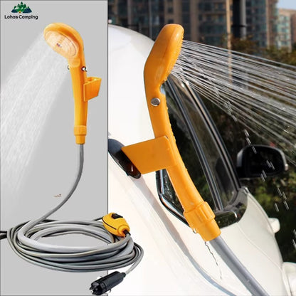 Dus Portabil Electric 12V / 220V pentru Camping, Gradina si Calatorii, Pompa Electrica, Cap Dus cu Presiune Constanta