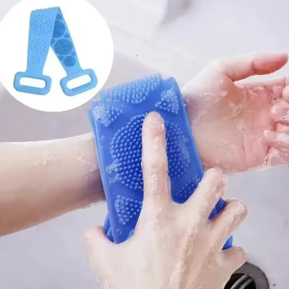 Perie Silicon Spate cu Manere, Banda Exfolianta Corporala, Curatare Profunda si Masaj, Anti Celulita, Usor de Folosit, pentru Dus si Baie