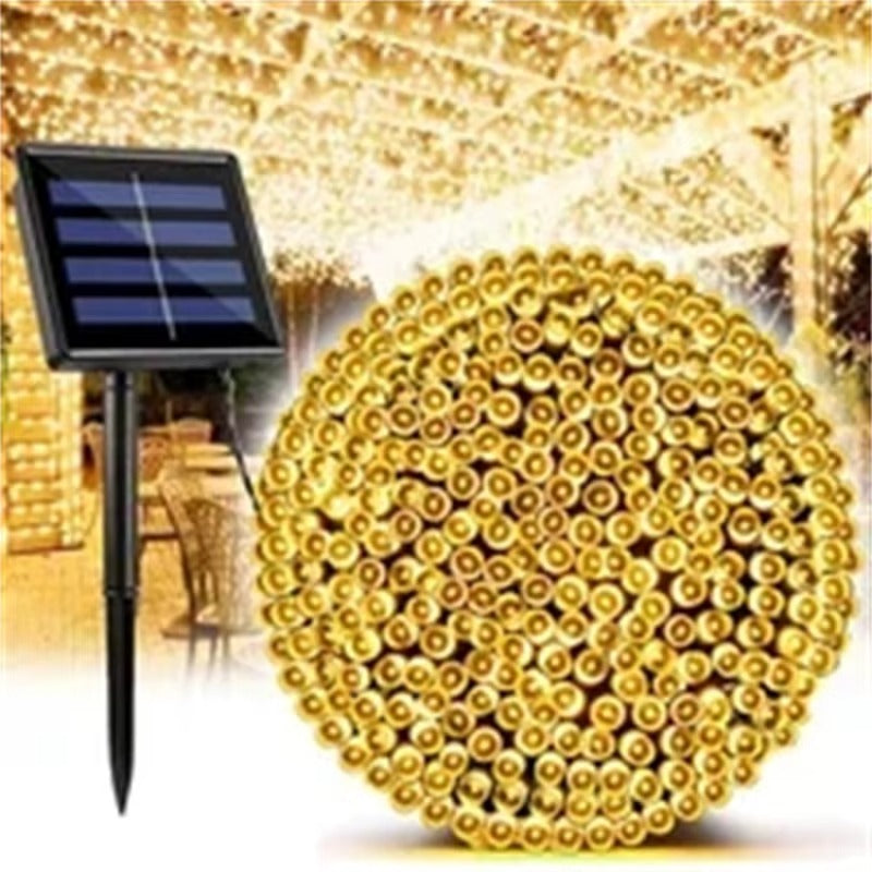 Set 2 x Decoratiune Solara Exterior 30m cu 300 LED Alb Cald – Ghirlanda Luminoasa pentru Gradina, Terasa, Curte, IP65