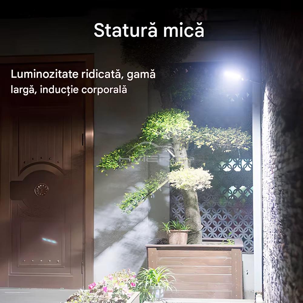 Set 4 x Proiector Solar 6 Celule LED cu Senzor de Miscare, Iluminat Exterior Gradina Curte Alee, Incarcare Solara, Rezistenta la Apa