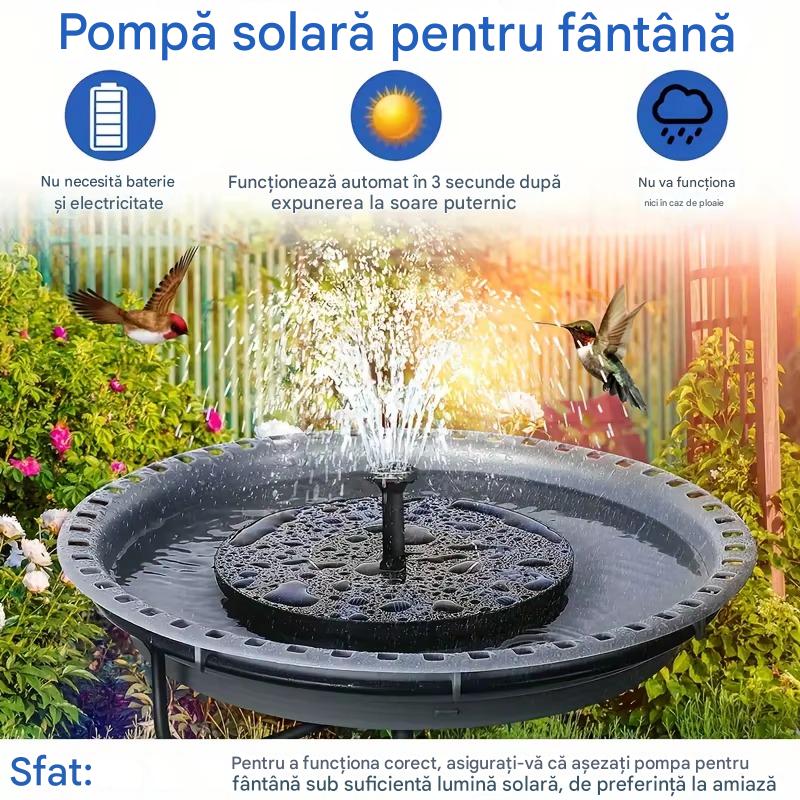 Fantana Arteziena Solara IPX8, 160x160 mm – Pompa Apa cu Panou Solar pentru Gradina, Iaz si Decor Exterior