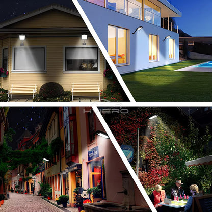 Set 4 x Proiector Solar 6 Celule LED cu Senzor de Miscare, Iluminat Exterior Gradina Curte Alee, Incarcare Solara, Rezistenta la Apa