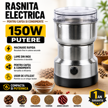 Rasnita Electrica Multifunctionala pentru Cafea si Condimente 150W – Macinare Rapida, Design Compact, Ideala pentru Bucatarie