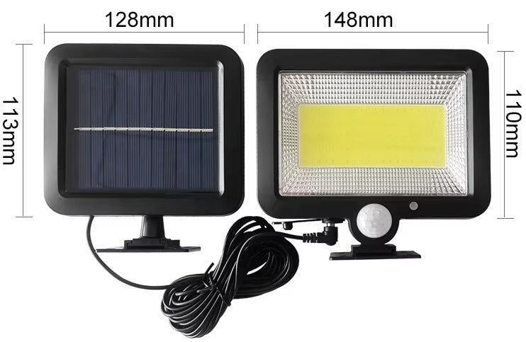 Set 2 x Proiector Solar LED SL-F100 cu Senzor de Miscare, Panou Solar Extern, Lumina Puternica COB