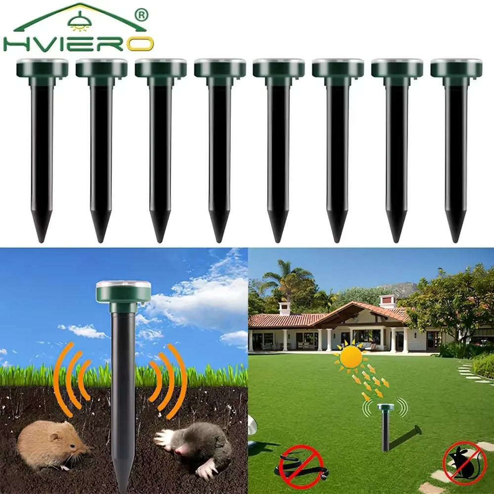 Set 4 x Dispozitiv Solar Anti Cartite si Rozatoare – Aparat cu Vibratii pentru Protectie Gradina si Gazon