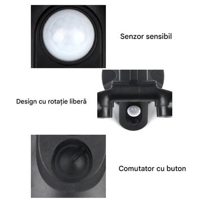 Lampa Solara 78 LED cu Senzor Miscare si Panou Solar Reglabil