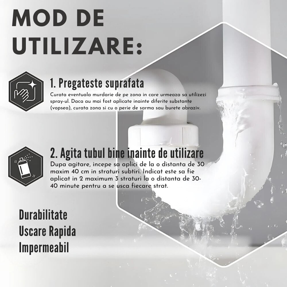Set 2 x Spray Etansare Cauciuc Lichid 750 ml Impermeabilizare Fisuri Protectie Apa Reparatii Rapide Exterior Interior